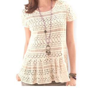 Sundance NWOT Crotchet/Knit Woven Top